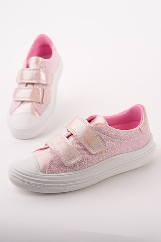 Muggo Oriella Kız Çocuk Cırt Cırtlı Simli Günlük Sneaker Spor Ayakkabı Pudra