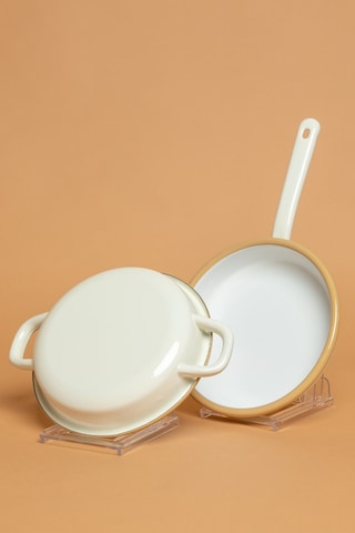 Crema Di Siena 2 Li Kulplu Ve Saplı Krem Sahan Seti Krem