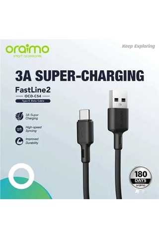 Jeemson Oraimo Type-c Veri Ve Şarj Kablosu 5v 3a 1 Metre Siyah - Hızlı Şarj Desteği