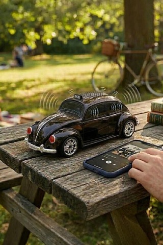 Özel Üretim Torima Bluetooth Hoparlör Retro Araba Vosvos D49 Siyah Dekoratif Görsel