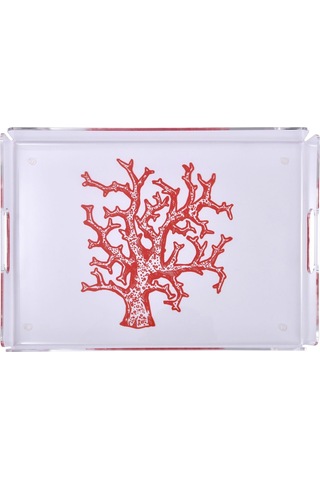 Mercan Desen Tepsi Kırmızı 30 40 Cm Diğer