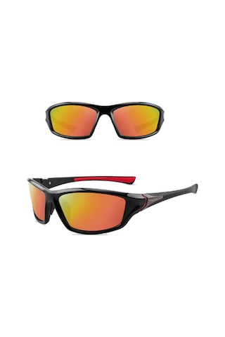 Yaozixa Erkekler İçin Sporcu Polarize Güneş Gözlüğü - Outdoor Bisiklet Sürüşü, Gece Görüşü, Siyah-kırmızı Filmi D120 P21/c4 Gri