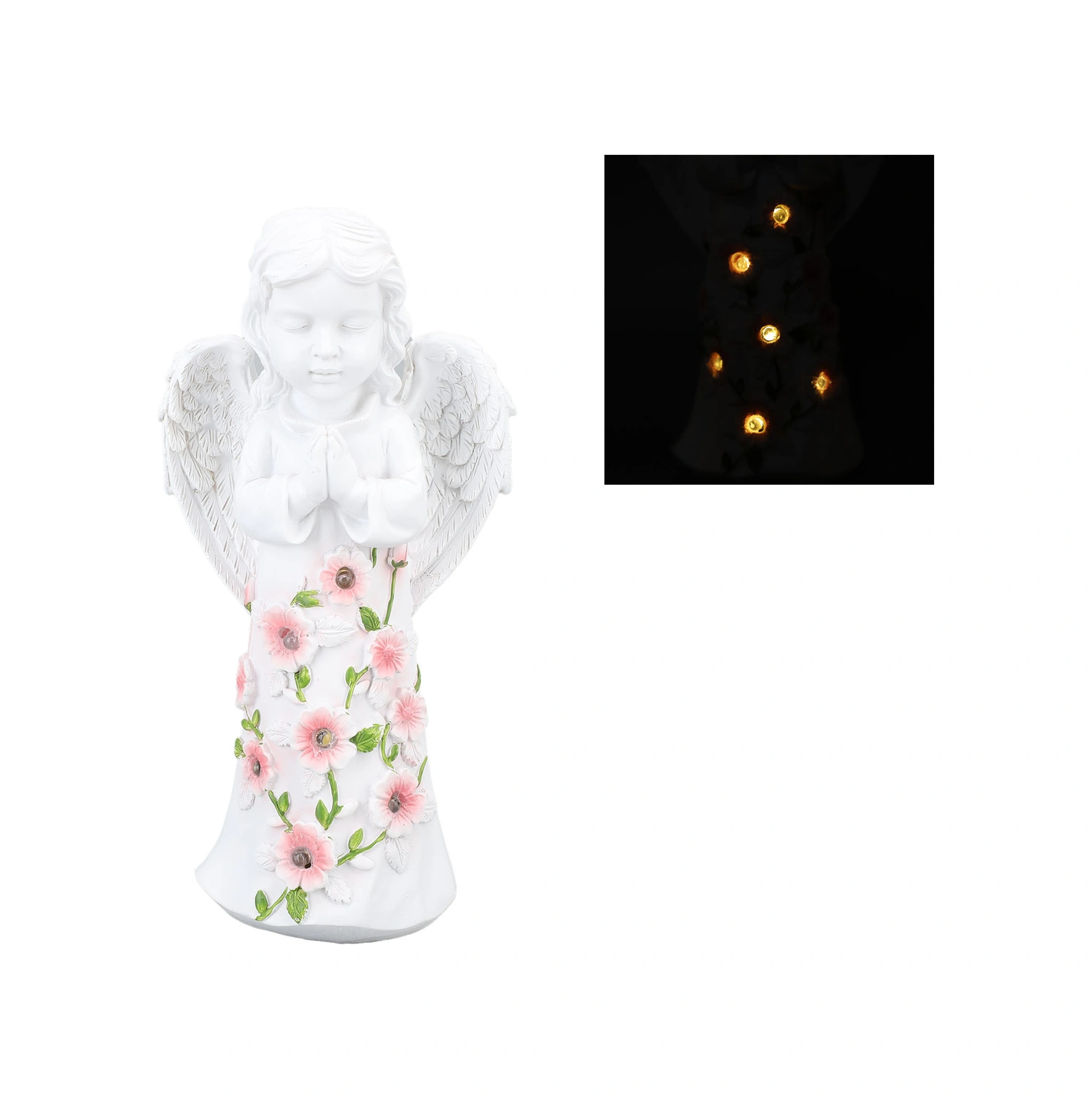 Mufunye Güneş Enerjili Reçine Melek Heykeli, Dış Mekan Bahçe Dekorasyonu, Otomatik Işıklandırma, Su Geçirmez Bahçe Aksesuarı