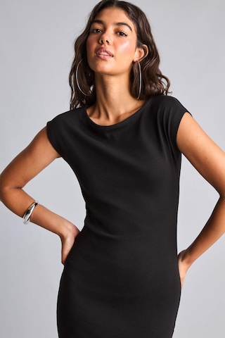 Defacto Pamuklu Bodycon Vücudu Saran Dik Yaka Modal Kısa Kollu Midi Elbise H0862ax26aubk81 Siyah-bk81