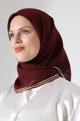 Tesettür Biyeli Bürümcük Düz Şifon Eşarp - Bordo Bordo