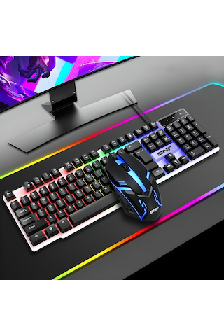 Snt Tf-230 Rgb Gaming Klavye Mouse Seti Oyuncular İçin Işıklı Klavye & Mouse Set Optik
