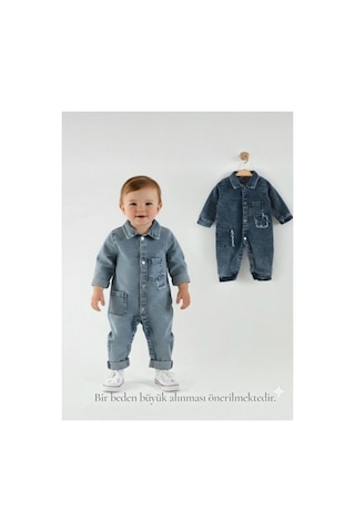 Primula Studio Necixs Belgrad Bebek Kot Tulum Açık Mavi - %100 Pamuklu Denim Bebek Bahçıvan Tulum Acık Mavi Acık Mavi