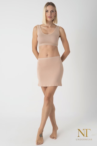 Nt Underwear Bambu Mini Etek Astarı, Mini Jupon - Doğal Kumaş, Modern Kalıp. Bej