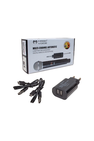 Ayt Magicvoice Mv-19599 Uhf Kablosuz Enstrüman Uyumlu Jack Girişli İkili Mikrofon Set