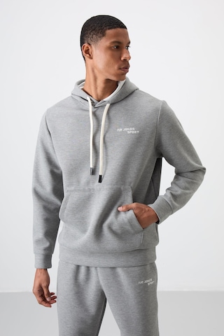 Tommy Life Gri Melanj Pamuklu Kalın Yumuşak Dokulu Comfort Fit Nakışlı Erkek Eşofman Takım - 85255 GRİ MELANJ