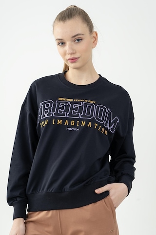 Maraton Sportswear Oversize Kadın Bisiklet Yaka Uzun Kol Basic Lacivert Sweatshirt 22169-lacivert