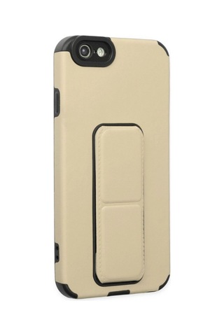 Apple iPhone Uyumlu 6 Kılıf Mega Standlı Silikon - Gold Çok Renkli