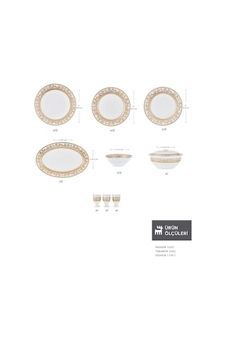 Emsan Empire Bone Majeste 55 Parça 12 Kişilik Yemek Takımı Gold Altın