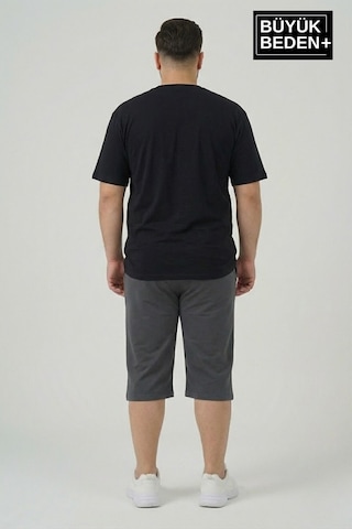 Süperlife Büyük Beden Erkek Kapri Şort Brooklyn Baskılı Rahat Kalıp 3xl-6xl Spr26bsr591-02 Füme