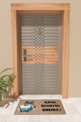 Rugmood Modern Dijtal Baskı Köpek Sevmeyen Giremez2 Kapı Önü Paspası Çok Renkli