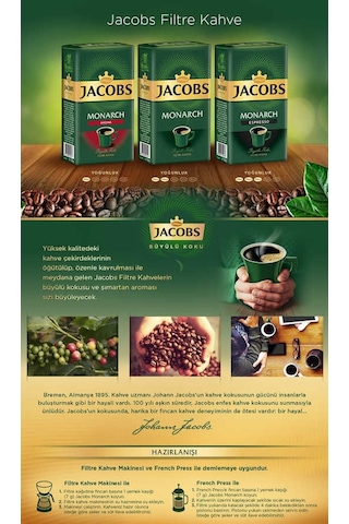 Jacobs Monarch Filtre Kahve 2 x 500 G + Jacobs Monarch Filtre Kahve 200 G