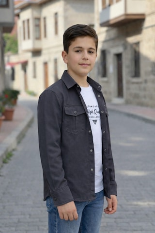 Pina Kids Erkek Çocuk Çıtçıtlı Gömlek Tişört Üst Takım Füme
