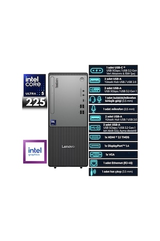 Lenovo ThinkCentre Neo 50t G5 13BD007UTRHMF93 Ultra 5-225 64 GB 4 TB SSD W10H Masaüstü Bilgisayar