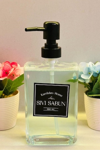 Makri Home 350 Ml+500 Ml+750 Ml Üçlü Modern Ve Şık Tasarım Cam Sıvı Sabunluk Seti Beyaz