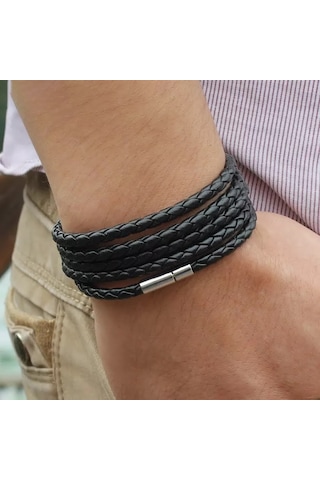 Gogoey Dbg9494 Erkek Deri Bileklik Siyah Çok Renkli