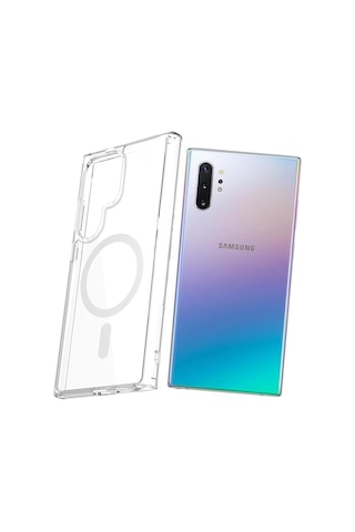 Teknomoda Samsung Note 10 Plus Kılıf Magsafe Kablosuz Şarj Uyumlu Şeffaf Silikon Kapak Note 10+ Şeffaf