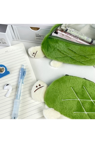 Sınır Ötesi Yaratıcı Kaplumbağa Kalem Çantası Kulaklık Çantası Karikatür Hayvan Sevimli Çocuk Kırtasiye Peluş Çanta Saklama Çantası Kalem Çantası Kaplumbağa Kalem Kutusu Çok Renkli