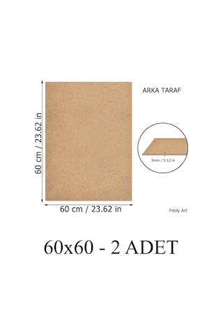3 Mm 60x60 Mdf Plaka 2 Adet - Hobi, Maket, Ahşap El Sanatları İçin Uygun 2 Li Paket 60 X 60