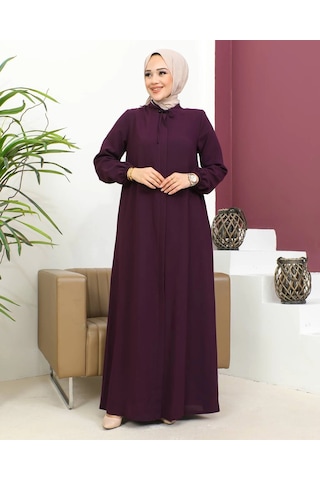 Nevayla Moda Salaş Kesim Tesettür Ferace / Mürdüm-f120 Mürdüm