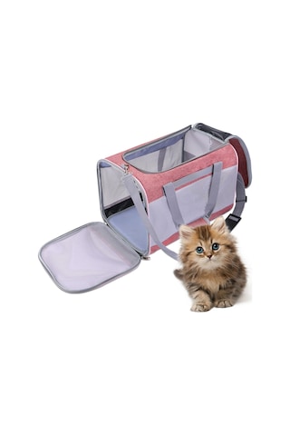 Samdoo Küçük Evcil Hayvan Taşıma Çantası - Nefes Alıcı Mesh - Çoklu Taşıma Seçeneği - Katlanabilir - Araba Tekerleği Güvenliği - Pembe 15kg Yük