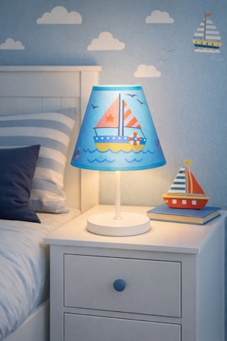 Kids Modern Tasarım Kız - Erkek Genç Odası Şapkalı Abajur E-14 Ampül Uyumlu