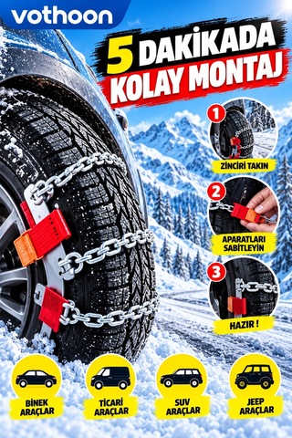 Kolay Tak Çıkar Kar Zinciri 12 Mm Binek, Hafif Ticari, Suv Ve Jeep Araçlara Uyumlu Pratik Montaj Aklby-bsva58 Diğer