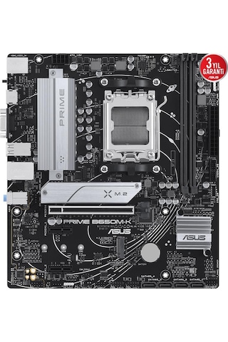 Asus Prıme B650m-k Ddr5 6400mhz 1xvga 1xhdmı 2xm.2 Usb 3.2 Matx Am5 Amd Am5 9000/8000/7000 Serileri
