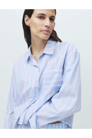 Marks & Spencer Çizgili Pijama Gömleği T37003707T Mavi
