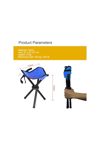 Yürüyüş Açık Kamp Balıkçılık Katlanır Dışkı Taşınabilir Üçgen Sandalye Maksimum Yük 100kg Katlanır Sandalye Boyutu: 22 X 22x31 Cm Blue Mavi
