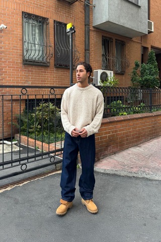Flaw Bel Bağcıklı Baggy Jean Lacivert Lacivert