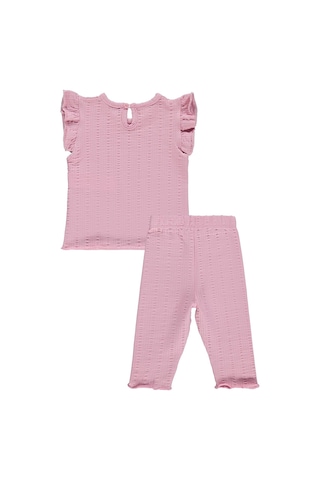 Civil Baby Çizgi Raporlu Papatya Düğmeli 6-18 Ay Takım - Pembe