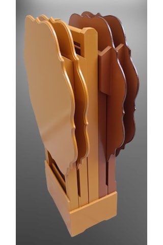1448bng90085çanta Zigon Sehpa Yonca Dörtlü Model Ahşap Mdf Ceviz Ve Hardal Renk Uyum El Yapım