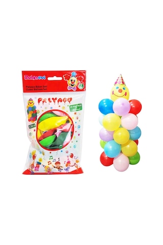 Palyaço Balon Seti 30'lu Balon + Aksesuar Sticker Doğum Günü Parti Süsleme Seti Çok Renkli