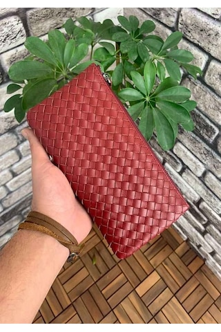Guard El Örgüsü Küçük Boy Kırmızı Hakiki Deri Kadın Çantası P2271 Kırmızı