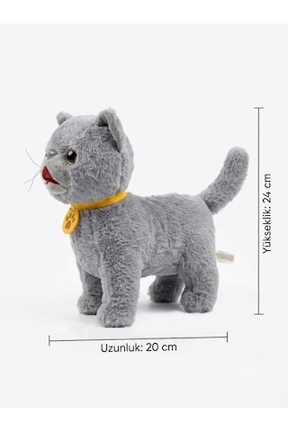 Sevimli Kedi Uzaktan Kumandalı Sesli Miyavlıyan Dil Çıkaran 5 Fonksiyonlu Oyuncak Peluş Hayvan Çok Renkli