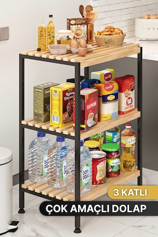 Çok Amaçlı Dolap Mutfak Bangosu Mikrodalga Fırın Rafı Sofra Servis Sunum Düzenleyici Organizer 3 Kat