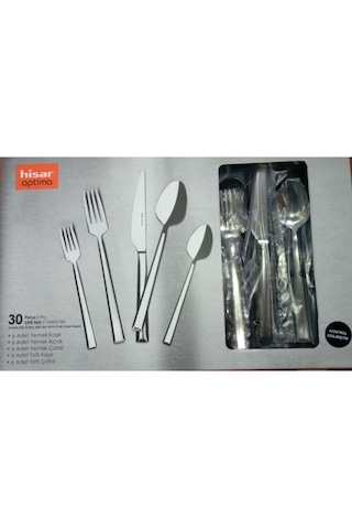 Hisar Optima Miami 30 Parça 6 Kişilik Çatal Kaşık Bıçak Takımı Gümüş
