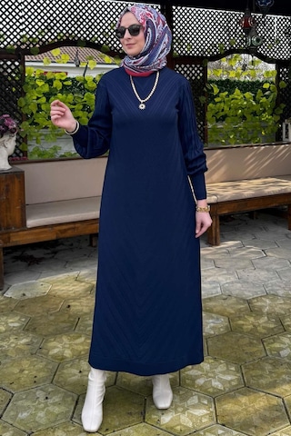 Yağmur Triko Elbise Lacivert Normal