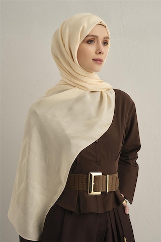 Armine Lyocell Naia Zikzak Desen Şal 1- 60 Krem