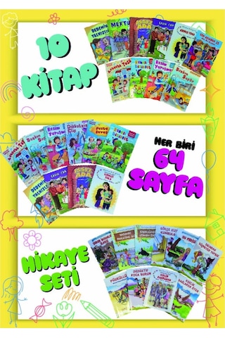 2. 3. 4. Sınıflar İçin Görselli Çocuk Hikaye Öykü Kitapları Karma 10 Kitap - Her Kitap 64 Sayfa