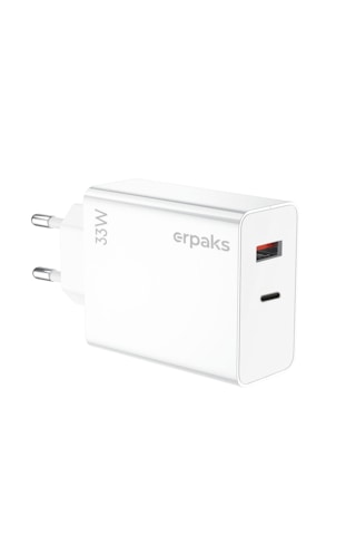 Erpaks Erd 33w Usb-a/type-c Hizli Sarj Adaptoru Beyaz