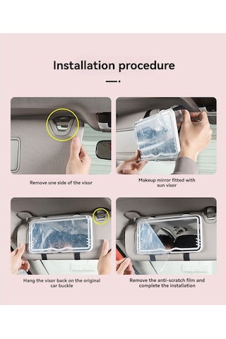 Vkemall Dokunmatik Ve 3 Işık Moduna Sahip Araba Led Aynası Şarj Edilebilir Tüm Arabalara