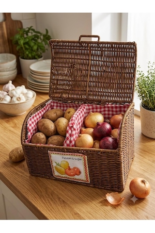 Sentetik Rattan Patates Ve Soğanlık Saklama Kabı Sentetik Rattan, Patates & Soğan İçin Çok Renkli