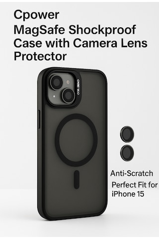 İphone 15 Kılıfı, Kaliteli Kamera Lens Koruyucu Dahil, Magsafe Uyumlu Darbe Dayanaklı, 3 Renk Siyah