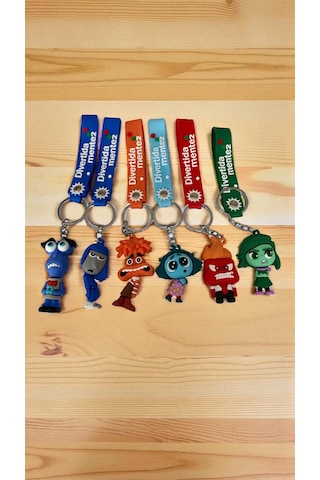 6 Lı Ters Yüz Duygular Karakter Anahtarlık Veya Çanta Süsü Çok Renkli